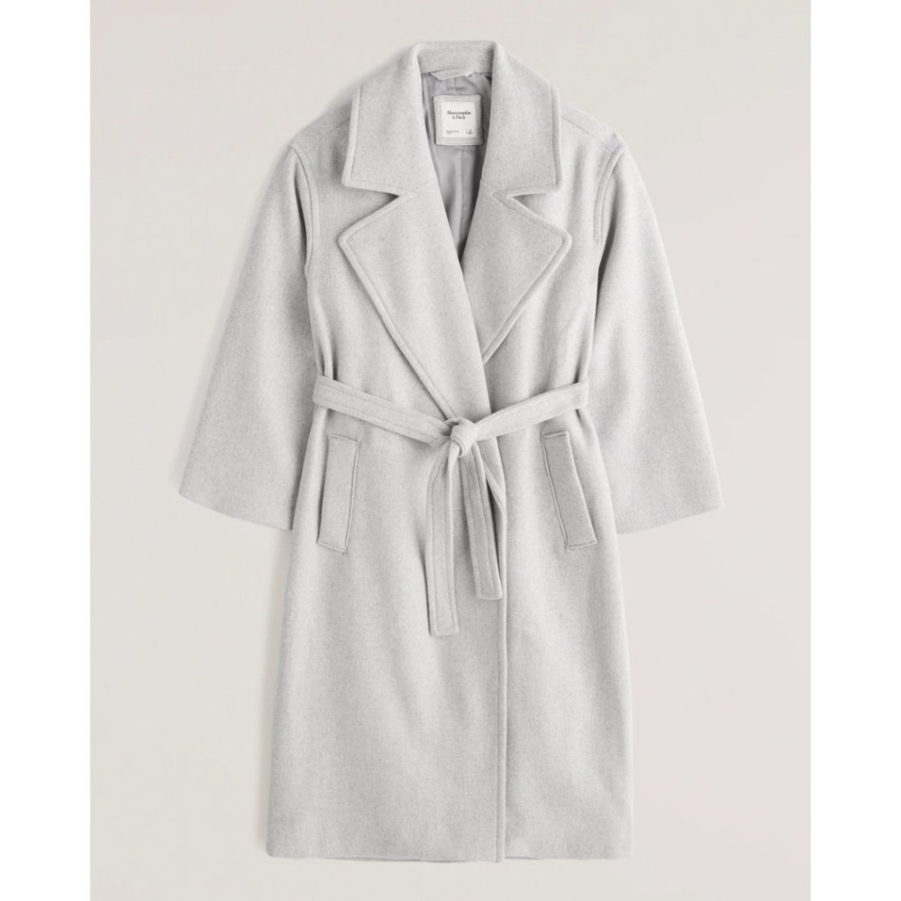 NWT ABERCROMBIE Slouchy Belted Wool-Blend Coat